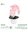 GloboStar® Artificial Garden SALMON ORCHID 21118 Διακοσμητικό Φυτό Ροζ-Πορτοκαλί Ορχιδέα Υ45cm